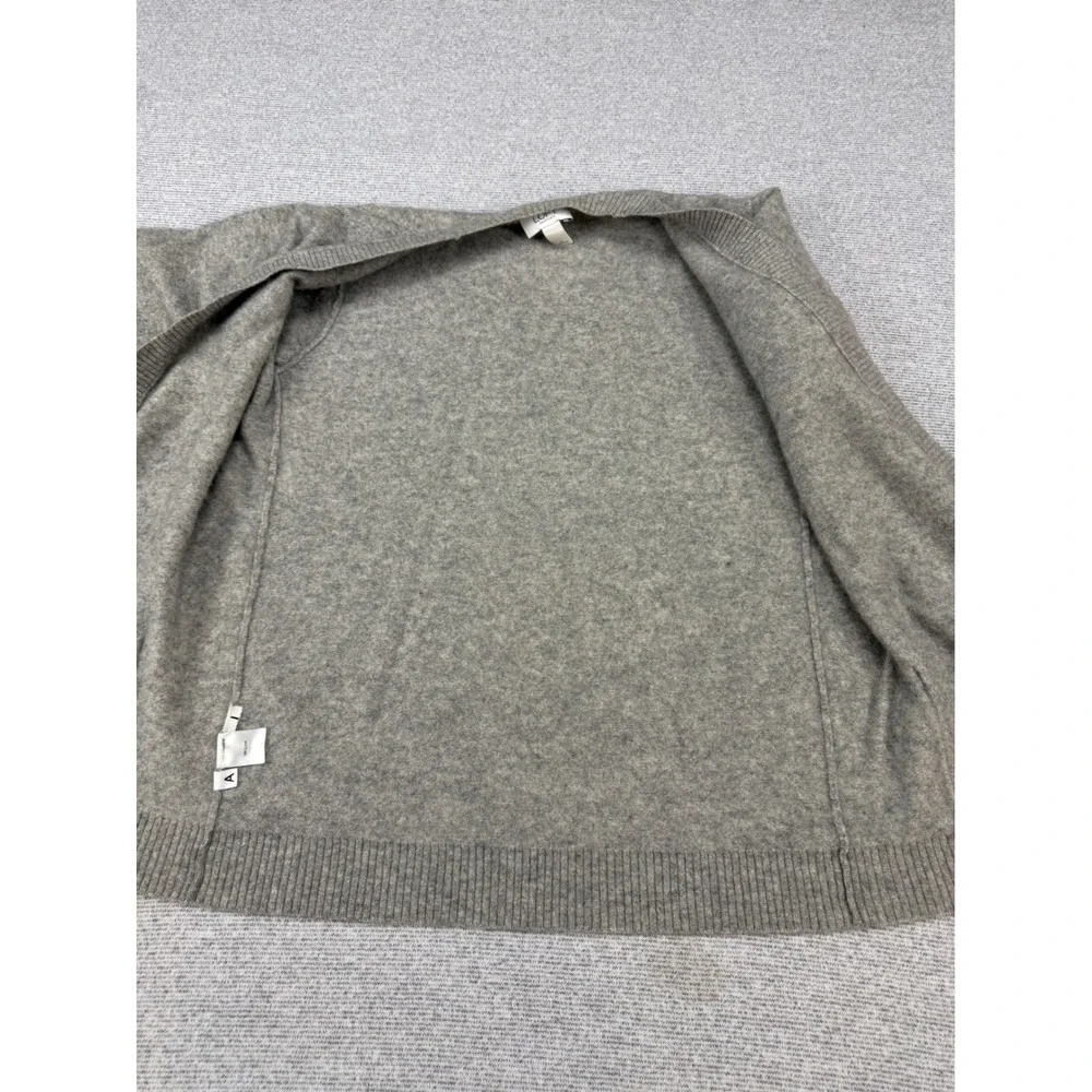 Ann Taylor Loft Womens Gray 100% Cashmere Short Sleeve Open Front Cardigan Large